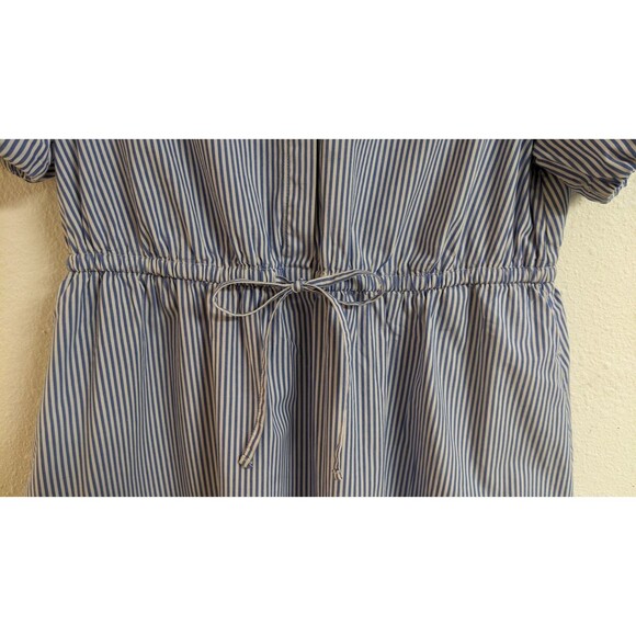 Women's J. Crew Factory Collared Mini Dress Blue Pin Striped Cotton SZ 10 - Picture 7 of 15